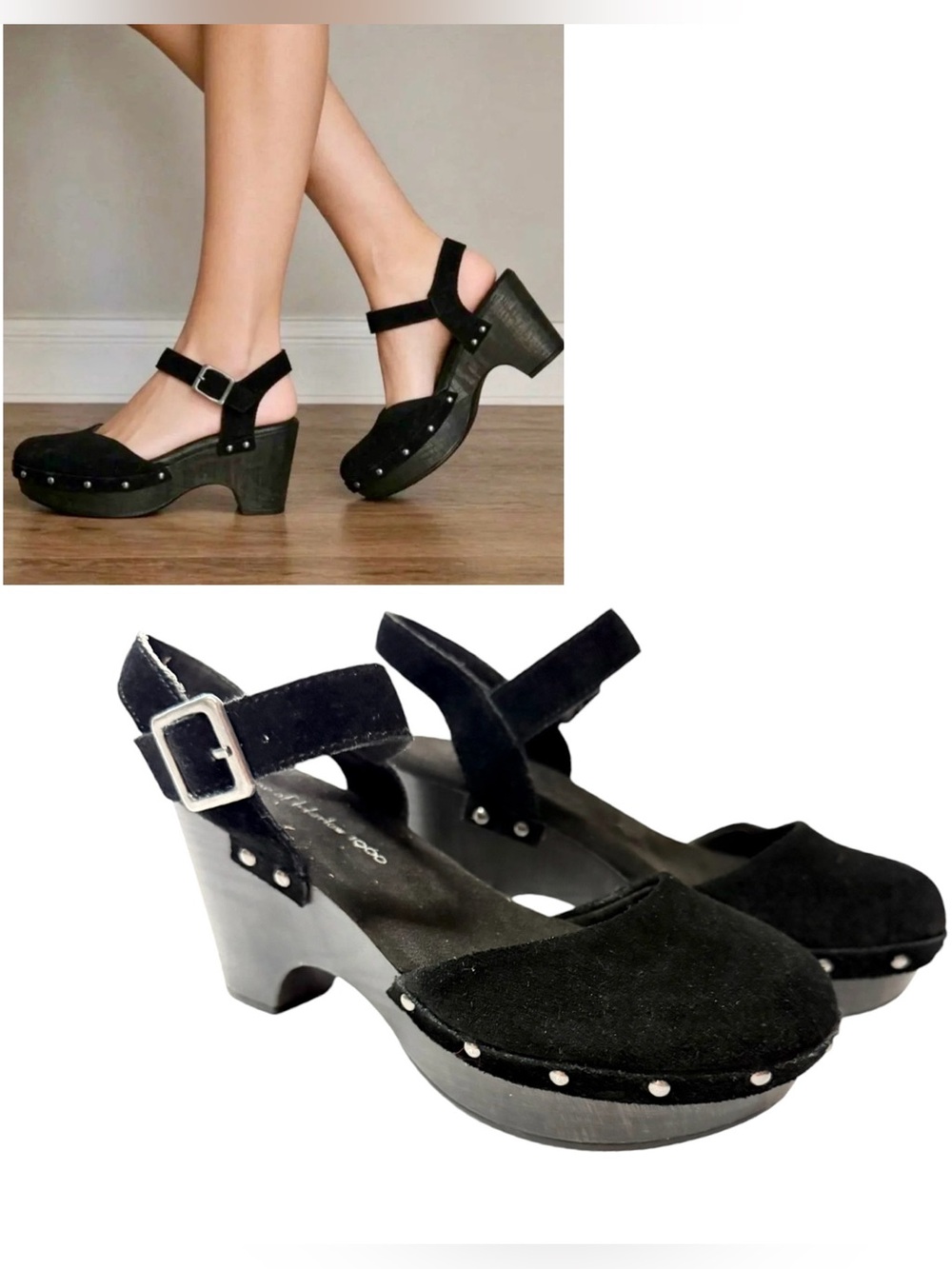 House of Harlow 1960 Cherub Black Suede Mary Jane Slingback Size 6.5 Closed Toe